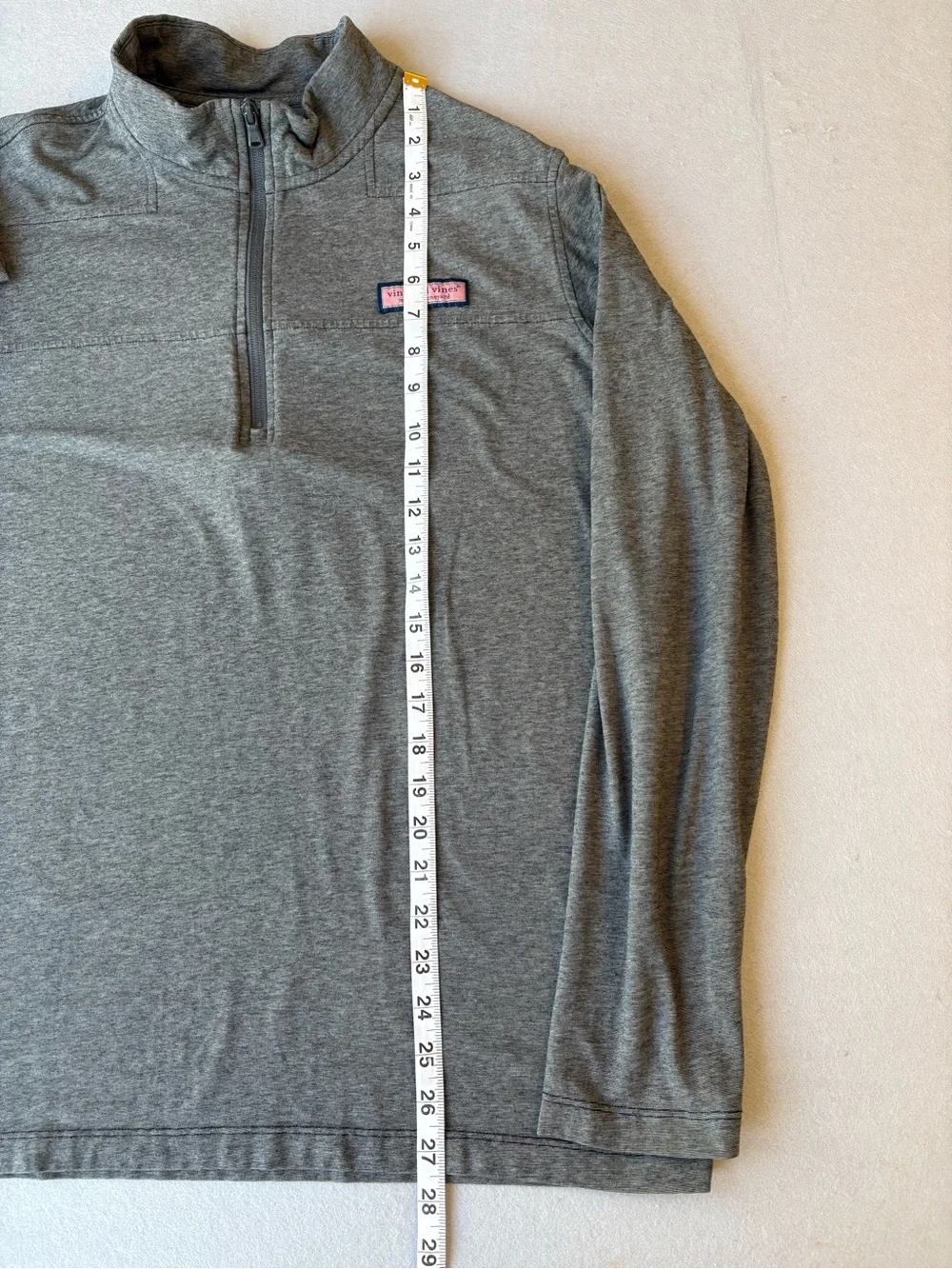 Vineyard Vines Edgartown Heathered Gray Quarter Zip Pima Cotton Pullover M prep